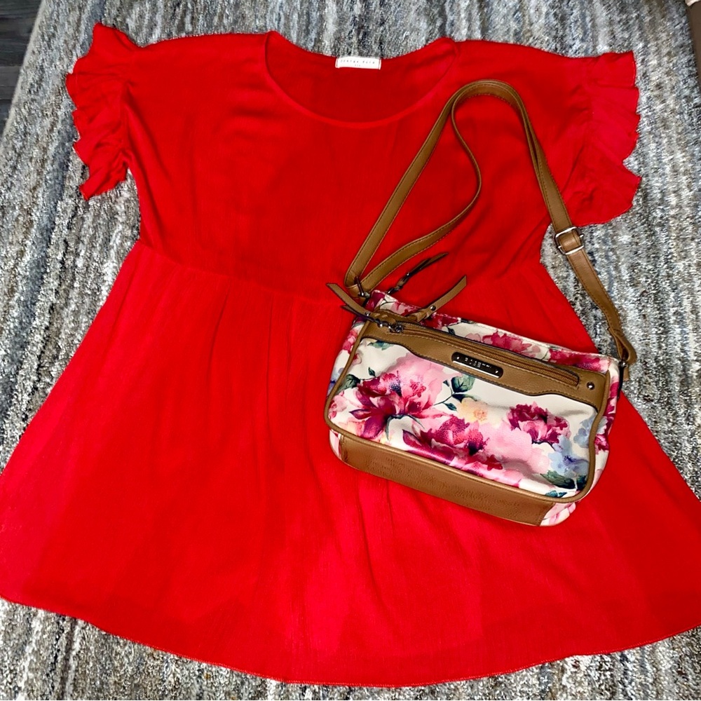 Women’s Red Ruffle-Sleeve Blouse (c2)